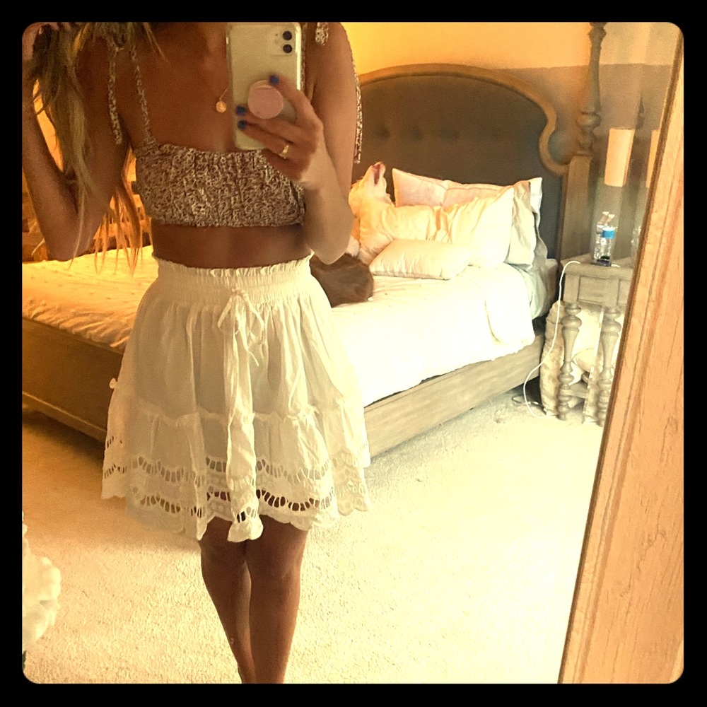 Floral cropped top + skirt set